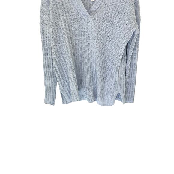 J. Jill Chenille Sweater Blue Cable‎ Knit Soft Cozy V-Neck Long Sleeve Small - Picture 8 of 13